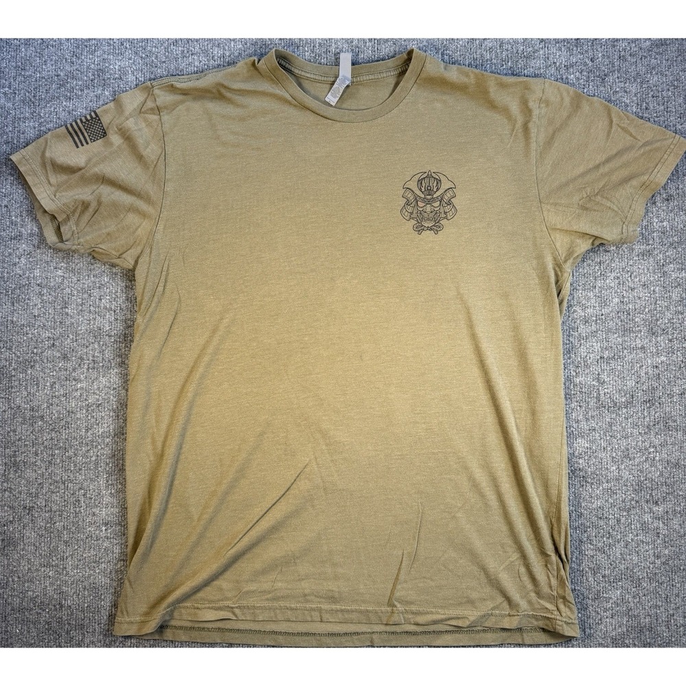 Vintage Samurai Warrior T Shirt Japanese Art Military American Flag Men's L
